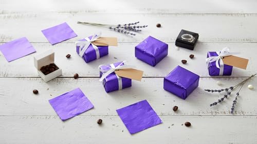 Image of Aluminum Foil Chocolate Wrappers - Candy Wrapping Sheets for DIY Chocolates, Sweets & Gifts | Food-Grade, Decorative & Easy-to-Use Foil Wraps (Purple, Pack of 1 (250 Counts))