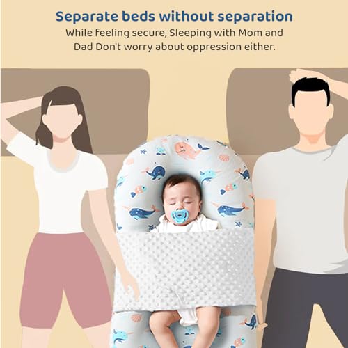 Image of StarAndDaisy Baby Lounger for Newborn - Soft 100% Cotton Baby Nest - Infant Lounger Pillow - Bassinet Mattress with Anti-Startle Design - Portable Baby Floor Seat - Machine Washable Cover (Pink)