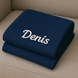 Pet-Jos Personalisierte Kuscheldecke Bestickt mit Namen oder Wunschtext Bestickt, Decke 200 cm x 150 cm, Wohndecke mit Stickerei, weiche und kuschelige Sofadecke (Blau)