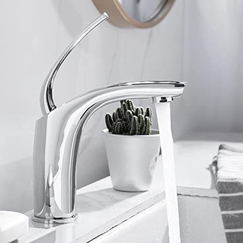 Robinet de salle de bain en laiton chromé haut de gamme élégant modèle SLT148