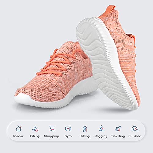 Image of Flysocks Slip On Sneakers for Women-Fashion Sneakers Walking Shoes Non Slip Lightweight Breathable Mesh Running Shoes Comfortable, B- Grapefruit Red, 7