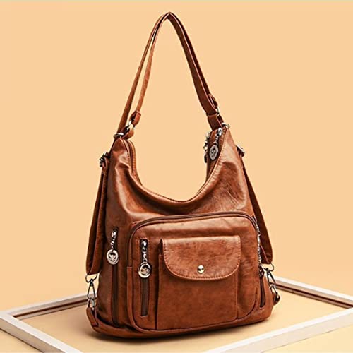 Image of Convertible Backpack Purse for Women PU Leahter Handbag Fashion Hobo Multiple Pockets Tote Satchel Shoulder Bag