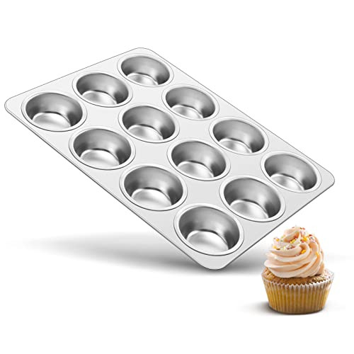 Comparison: Best Non Toxic Muffin Pan 6 TeamFar 12-Cup Muffin Pan, Stainless Steel Muffin Tin Metal Cupcake Baking Pan for Oven, Regular Size & Non Toxic, Easy Clean & Dishwasher Safe