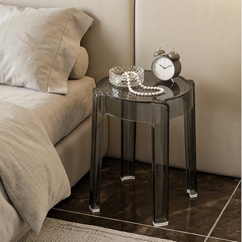 Image of The Artment your artistic apartment Smoke Grey Color CrystalNest Transparent Acrylic Stackable Round Accent Stool, Modern Side Stool for Living Room, Bedroom and Home & Office (Set of 6)