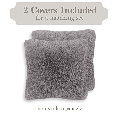 The Connecticut Home Company Throw Pillow Covers, 18X18 Set Of 2, Soft Shag Decorative Pillowcase Sets, Luxury Home Décor Accent Square Pillows For Livingroom Sofa, Couch, Bedroom, Beds, Navy Blue #TOP7