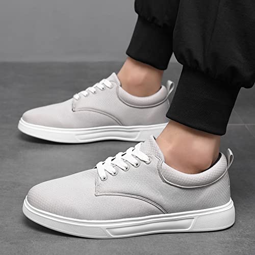 Men Casual Shoes Fashionable and Simple Solid Color Thick Bottomed Flat Bottomed Comfortable Canvas Dress Down Shoes Men (Grey, 10)3