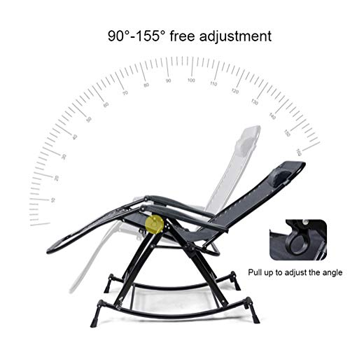 Chaise longue de jardin pliable en acier et fauteuil à bascule réglable 200 kg - 4