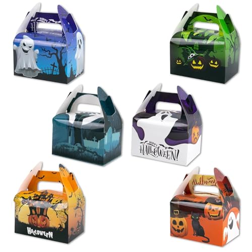 Qaixwuyi 12 caixas de presente de Halloween, sacos de papel para doces, sacos de presente, sacos de presente, sacos de Halloween, sacos para bolachas, sacos de festa, embalagem de cartão para