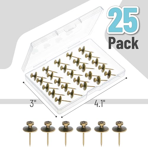 Image of Mr. Pen Double Headed Picture Hanging Nails | 25 Pack Bronze Push Pins and Tacks for Wall