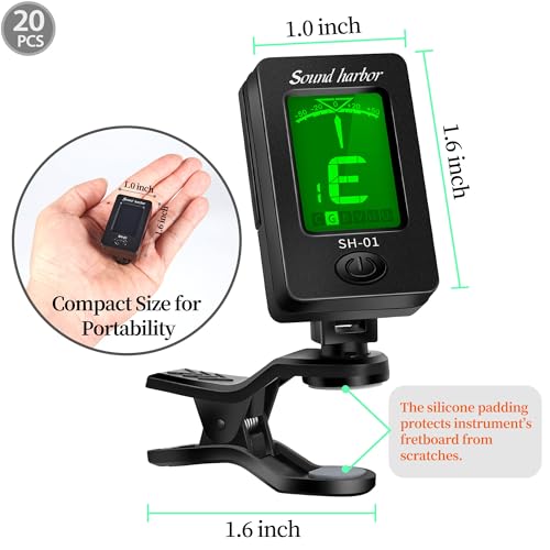 Image of Guitar Tuner Clip On Ukulele Tuner 20 Pack for All Instruments Guitar Bass Ukulele Violin banjo Tuners