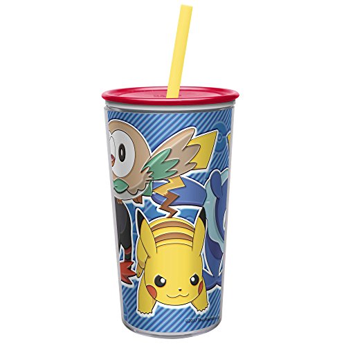 Zak Designs 10.5 oz Pokemon Insulated Tumbler With Lid, Straw And Embossed Artwork - Makes Character Pop Out, Insulation Prevents Condensation, And Fits In Most Cup Holders, Pokemon