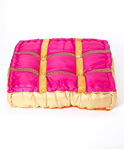 Bacati - Tangerine Orange & Fuchsia Floor Pillow 25 inch Square