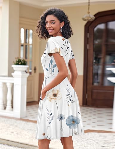 Image of Zeagoo Womens Summer Dress Casual Swing Sundresses Floral Ruffle Short Sleeve Wedding Guest Dress Beach Mini Dress 2026