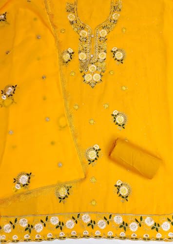 Image of Women's Georgette Embroidery Work Unstitched Dress Material