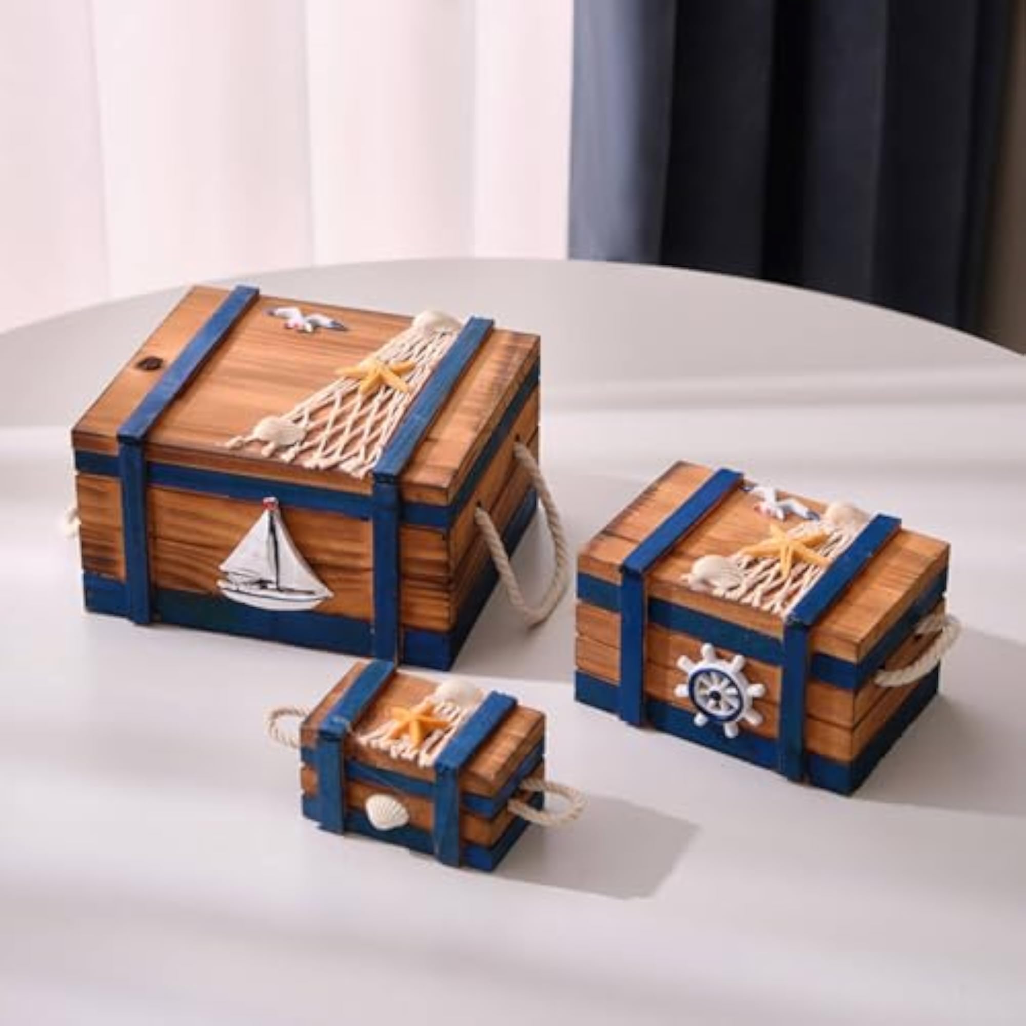 3 Pieces Artisan-Made Look Mediterranean Design Storage Box
