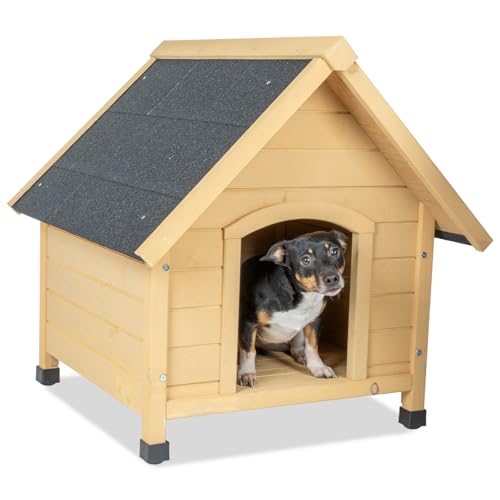 VOSS.PET Hundehütte Liam, Hundehöhle, Hundehaus aus lasiertem Fichtenholz, naturbraun, XL-Kleintierhaus