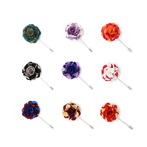 INNEE Handcrafted Lapel Flower 9pcs Boutonniere Pins in Clear Top Tin Box (Style 6)