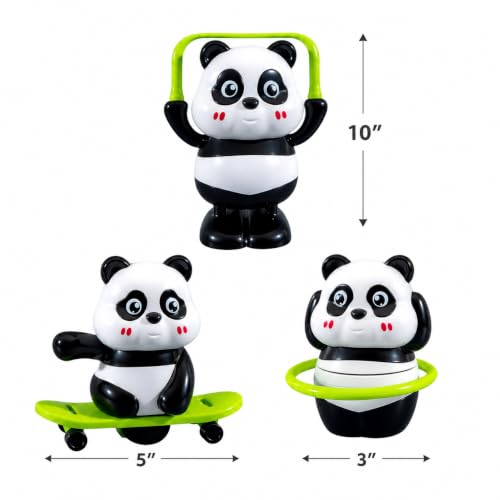 Image of Spinning Panda Tumbler Toy with Balance Activities, Cute Kids' Play Toy Featuring Hula Hoop, Skateboard and Jump Rope Modes for Toddlers