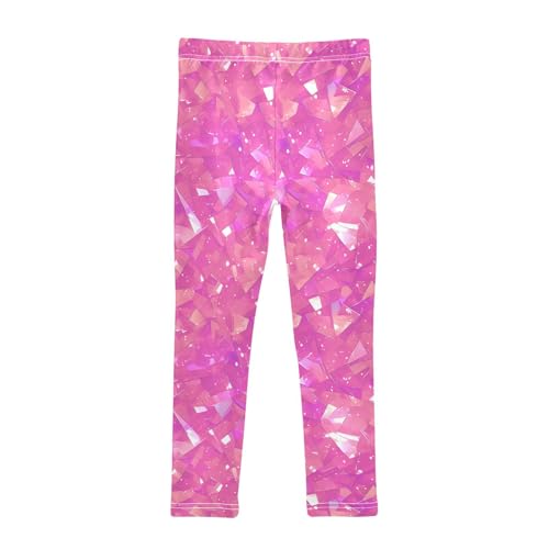 KLL Pink Glitter Texture Girls Athletic Leggings Fashion Full Length Lounge Pants Sports2