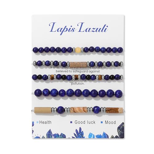 Lit Wall 5Pcs Lapis Lazuli Bracelet Set...