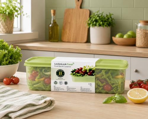 Image of LocknLock Fresh Block 2.2L Food Storage Containers (Pack of 1) | Airtight Fridge Storage Box with Air Vent System | BPA-Free Vegetable, Fruit & Grocery Storage Container