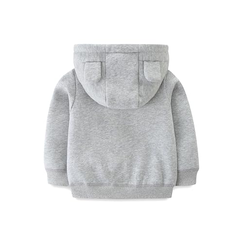 Hikido Baby Girl Zip-Up Jacket Cotton Hoodie Sweatshirt Toddler Fall Coat Kids Winter Outerwear For 12-18M Grey Jacket thumb #6