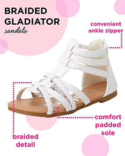 Bebe Toddler Girls? Sandals ? Leatherette Strapped Gladiator Sandals With Heel Zipper, Size 8 Toddler, White #TOP1