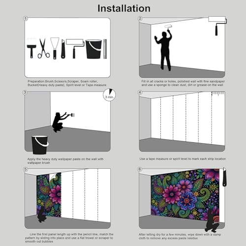 Papier Peint Panoramique Fleurs Cachemire pour masquer les défauts du mur - 8