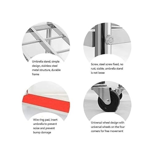Porte-parapluies avec roue universelle support de sol argent - 4