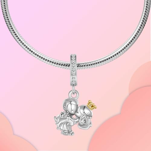 Image of LUXILLA Love You Best Friend Grandma Wife Heart Charm 925 Sterling Silver Charms Fit for Bracelets Necklace Jewelry Gift for Women