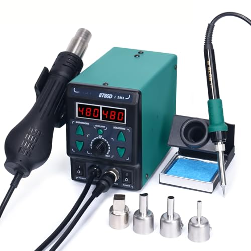 Image of 8786D I 2 in 1 Hot Air Rework and Soldering Iron Station with °F /°C, Cool/Hot Air Conversion, Digital Temperature Correction and Sleep Function