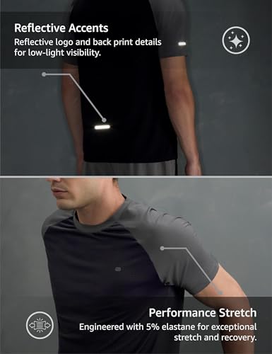 Image of Symbol Premium Men's Solid Regular Fit Sports Stretch T-Shirt | Round Neck | Raglan Sleeve | Moisture-Wicking | Activewear | Running | Gym | Plain (Available in Plus Sizes)