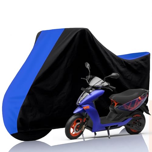 Image of All Weather Protection Two Wheeler Cover for Ather Energy 450 Apex, Scooter & Scooty | Anti Dust, 100% Water Resistance, Heat Resistant, UV Proof - Triple Stitched | (Black Top Royal Blue)