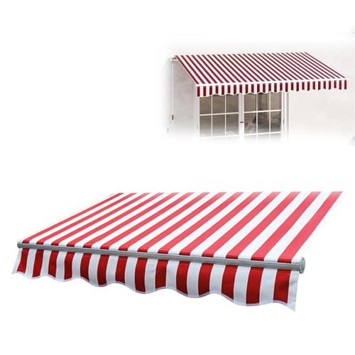 Manuell einziehbare Terrassenüberdachung für Garten, Terrasse, 6 x 4 m, Sonnenschutz, mit Stoff-Pavillon, Schatten, Rot