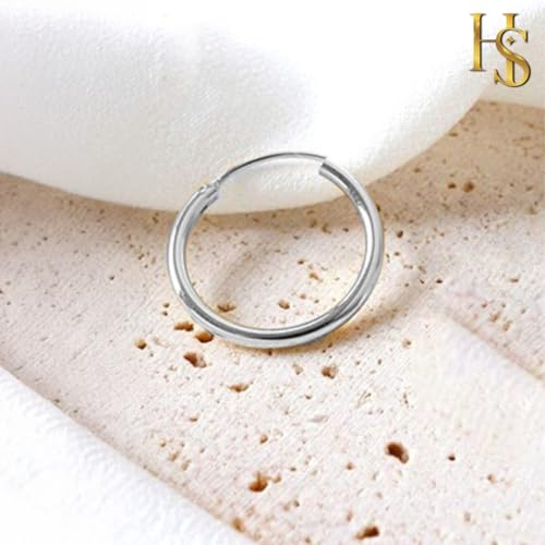Image of HIGHSPARK 925 Silver Hoop Earring | 92.5 Sterling Silver Round Classic Thick Hoop Gauge 12G ie Thickness 2.0mm | Single Hoop for Men | Silver 12mm