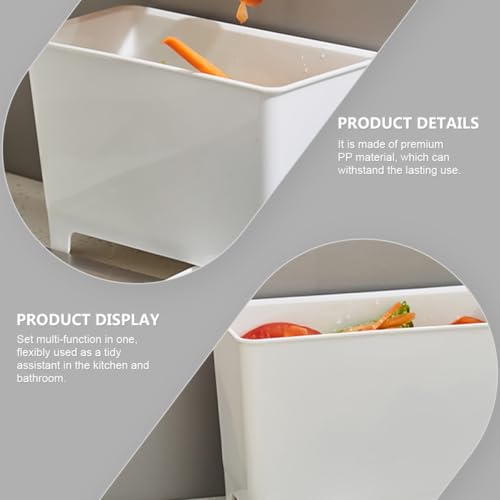 Caneca de basura plástica para cocina con drenaje, 2 piezas blancas miniatura 2