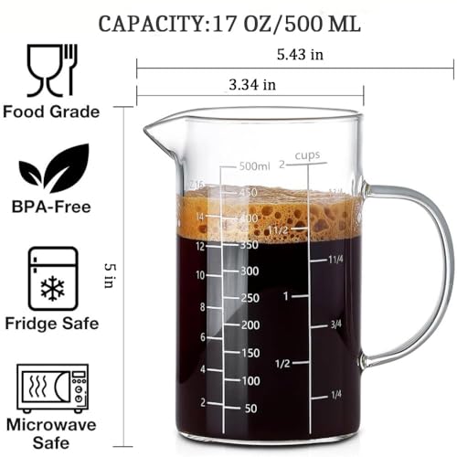 Vaso medidor de vidrio 500 ml con pico vertedor miniatura 2