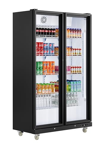 Image of KoolMore 47 in. Commercial 2 Fully Glass Door Merchandiser Refrigerator, 30 Cu. Ft. ETL Listed in Black (KM-MDR-2FGD)
