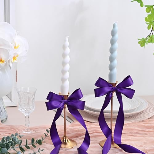 Image of Purple Double Face Satin Ribbon 1 inch X 50 Yards Spool Bright Colors Very Suitable for Weddings Gift Package Wrapping Dancer Wand Sewing Party Hair Bow Invitation Decorations and More