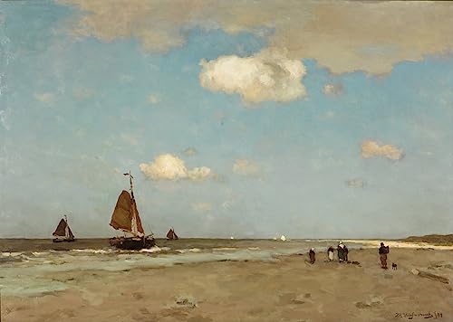 Tableau scène de plage vintage de Jan Hendrik Weissenbruch idéal pour décoration chambre