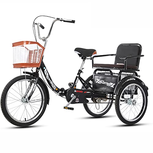 Mesterth 20 Zoll Dreirad Für Erwachsene - Mit Kindersitz & Einkaufskorb Tricycle
