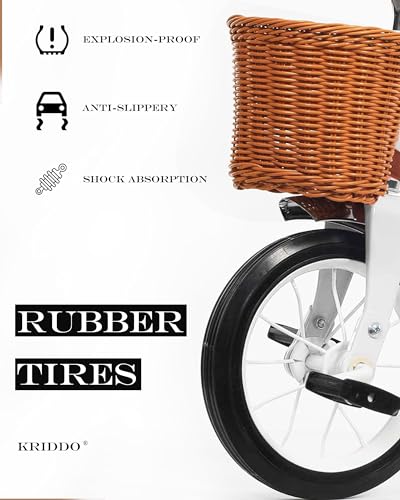 KRIDDO Classic All Metal Toddler Trike, Gift for Boys and Girls Ages 2 to 4 Year Old, Tricycle for 1 to 3 Year Olds, Sturdy Rear Deck, Deluxe Steer and Ergonomics Grip, Indoor and Outdoor, White - Thumbnail 6