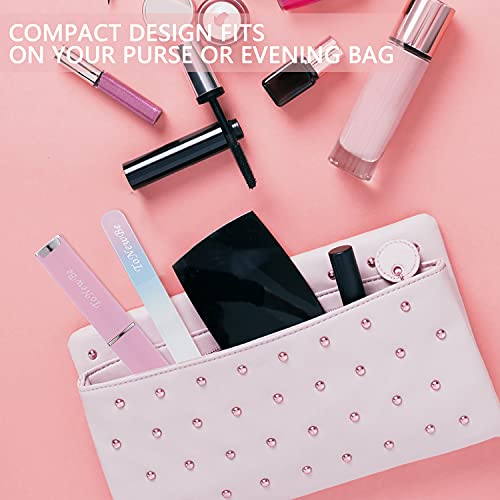 3Pcs Glass Nail File In Case, Crystal Nail File, Glass Fingernail File, Manicure Nail Care, Gradient Color Czech Glass File, Double-Sided Etched Glass Nail File For Nail Art & Nail Care #TOP4