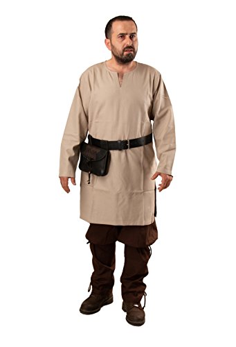 Calvina Costumes Odin Medieval, Viking and Larp Undertunic Made In Turkey, Beige-2XL