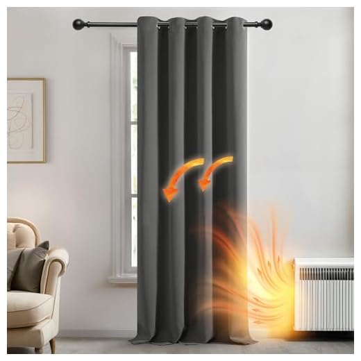 Deconovo Blackout Curtain 52 x 84 Inch Drop Door Curtain Thermal Insulated Energy Saving Eyelet Panels for Bedroom Light Grey 1 PANEL