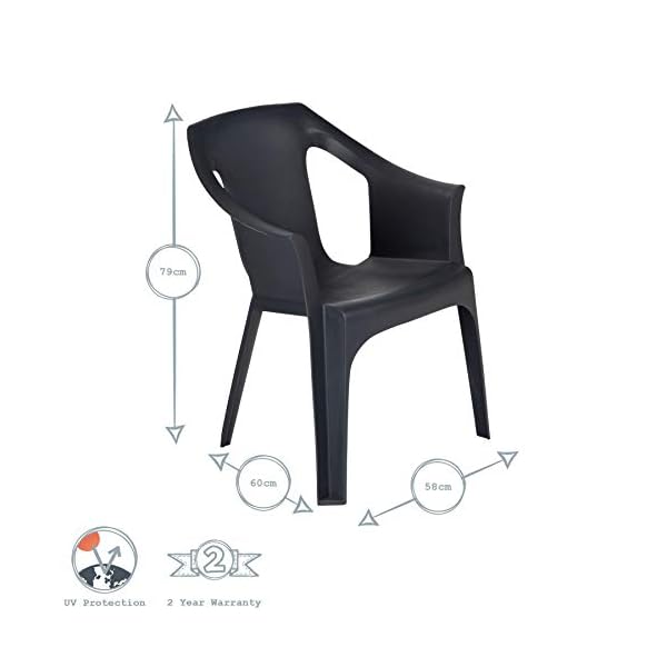Resol 2 Piece Cool Plastic Garden Chair Set - Stackable UV Resistant Outdoor Patio Armchair - Image 4