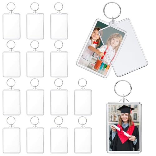 ZZYFGH 16 Pcs Photo Frame Keychain (2 * 3 inch) Picture Frame Keychains Bulk Acrylic Clear Rectangle Photo Keychain for DIY Craft Graduation Gift - Suitable for Photo Size 1.75 inch x 2.75 inch