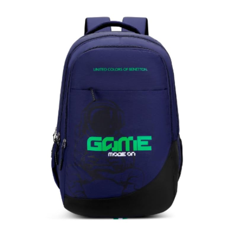 Image of United Colors of Benetton Backpack Falcon | Printed High School Bag With 3 CompartMen'sts, Airmesh Padding & 1-Year Warranty - 38L Capacity | Daypack For School Girls & Boys