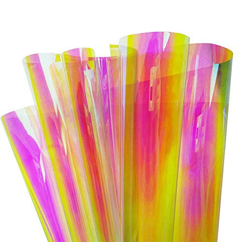 Holographic Decorative Iridescent Window Film Adhesive Glass Film Chameleon Rainbow Effect for Home Decal DIY Christmas Party Decoration, 17.7Inch x 10Feet, Warm Color