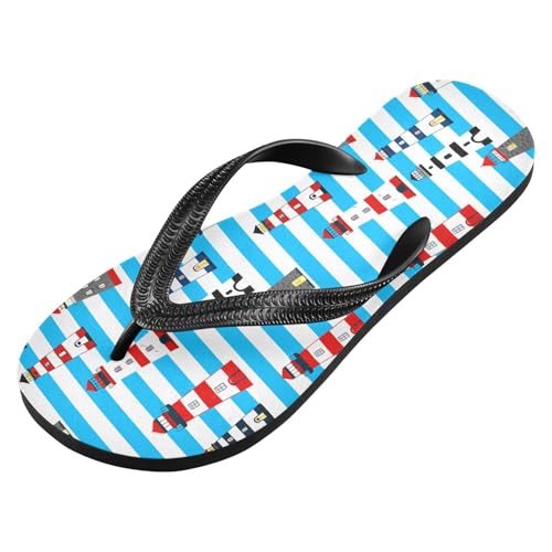 Blue Striped Lighthouse Flip Flops for Beach Thong Sandals Anti-slip Lightweight Flat Slippers for Summer Outdoor Travel2
